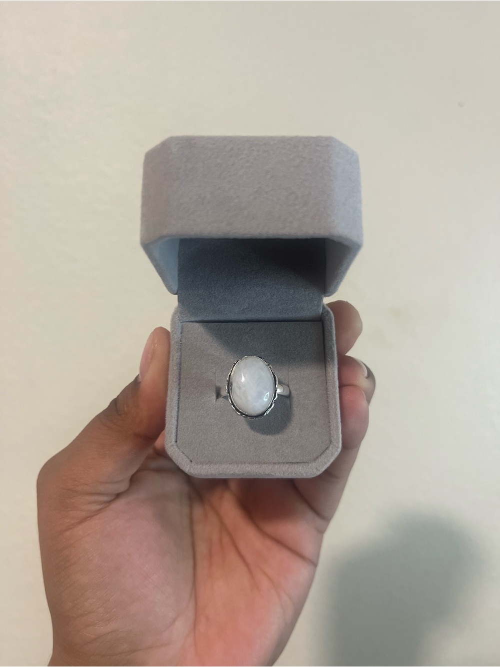 S925 Sterling Silver White Moonstone Ring